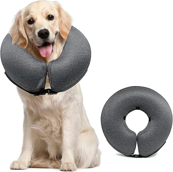 Photo 1 of MIDOG Inflatable Dog Neck Donut Collar Alternative After Surgery, Soft Protective Recovery Cone for Small Medium Large Dogs and Cats Puppies - Alternative E Collar (Gray, L)
