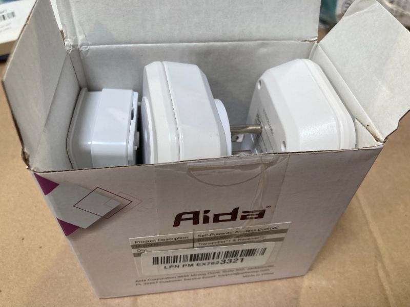 Photo 1 of AIDA Wireless Doorbell, Self-powered Doorbell with Extra Socket, No Battery Required Push Button, Cordless Door Bell Ringer, 5 Volume Levels with 32 Doorbell Chimes (White, 1 Button & 2 Receiver)