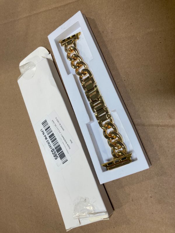 Photo 1 of DaQin Gold Band Compatible with Apple Watch Bands for Women 40mm 38mm 41mm 42mm, Metal Chain Link Steel Replacement Accessories Bracelet for iWatch Bands Series 10 9 8 7 6 5 4 3 2 1 SE, Gold