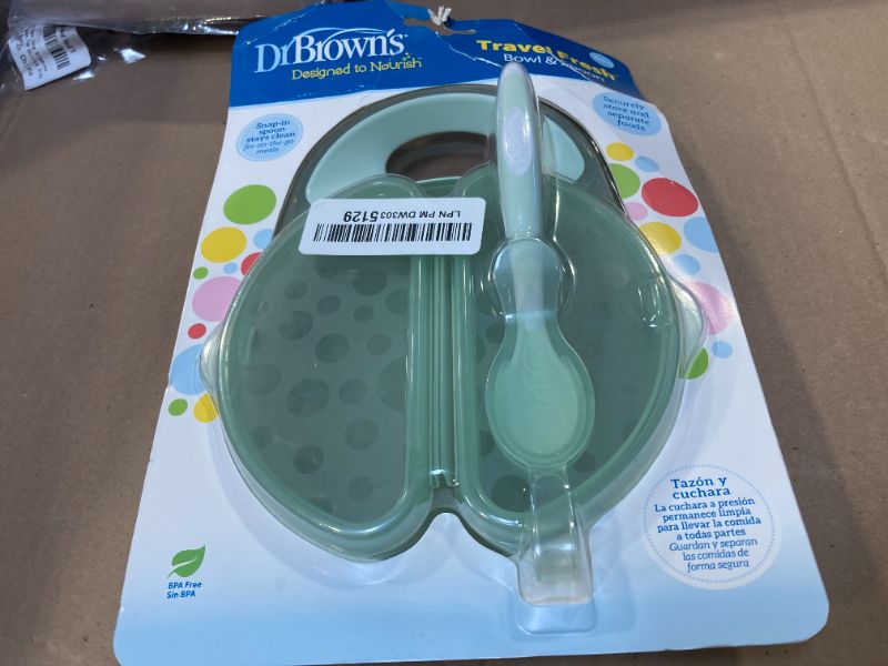 Photo 1 of Dr. Brown's Travel Fresh Bowl and Snap-in Spoon, Divided Bowl with Spoon for Toddler Feeding On the Go, BPA Free, 4m+