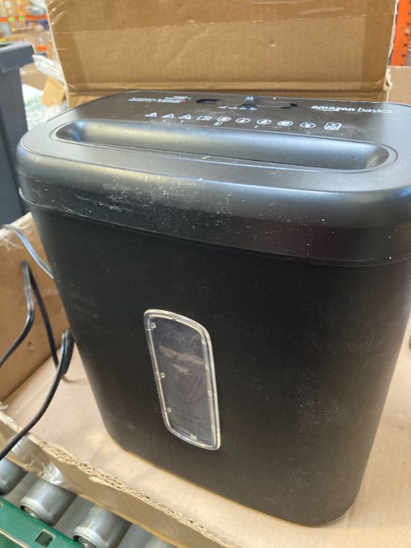 Photo 1 of Amazon Basics 8-Sheet Cross Cut Paper Shredder and Credit Card Shredder - Black