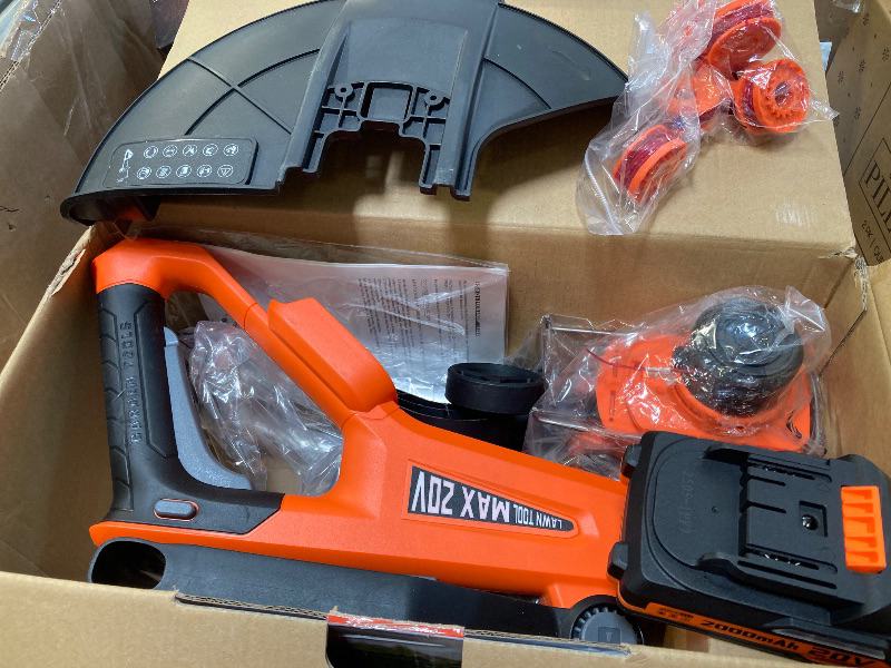 Photo 1 of VARSK 20V String Trimmer Cordless, 12 Inch 2 in 1 Trimmer and Edger, Automatic Line Feed, Includes 2 X 2.0Ah Batteries/1 X Fast Charger/6 X Spare Spools, for Lawn, Garden, etc