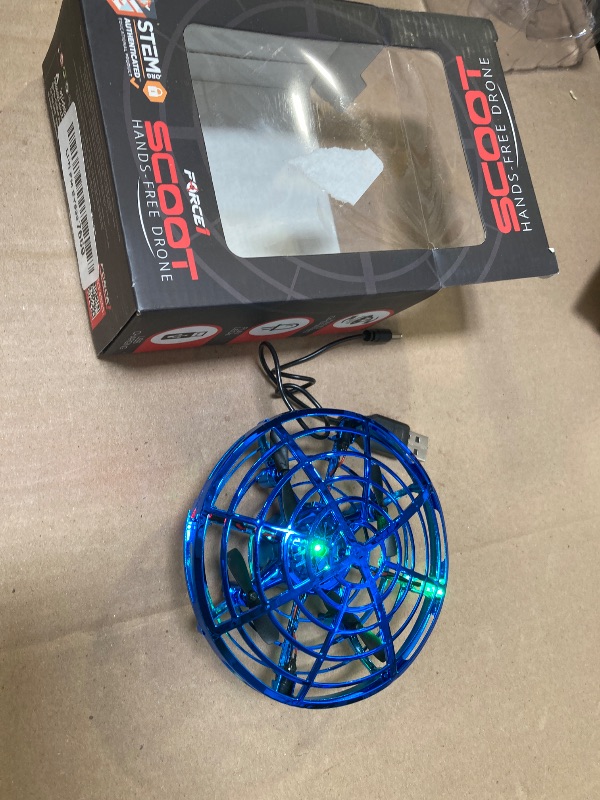 Photo 1 of Force1 Scoot Hand Operated Drone for Kids or Adults - Hands Free Motion Sensor Mini Drones, Easy LED Indoor Rechargeable UFO Toy Flying Orb Ball Drone Toys for Boys and Girls (Blue)