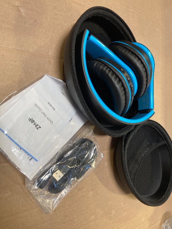 Photo 1 of ZIHNIC Bluetooth Headphones Over-Ear, Foldable Wireless and Wired Stereo Headset Micro SD/TF, FM for Cell Phone,PC,Soft Earmuffs &Light Weight for Prolonged Wearing (Black/Blue)