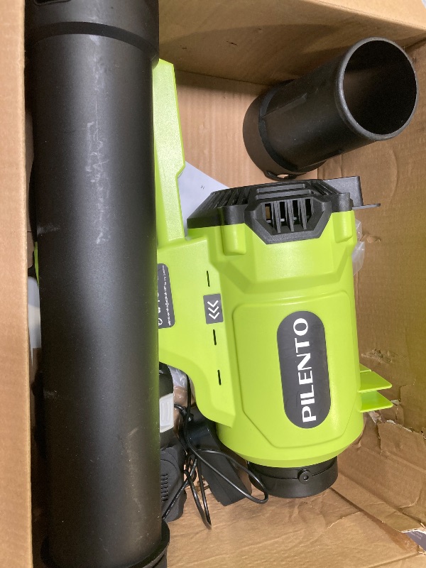 Photo 1 of Leaf Blower Cordless with 2 x 4.0Ah Battery Operated and Fast Charger, 650CFM 280MPH Electric Leaf Blower, 3 Speed Mode, 20V Powered Handheld Blowers for Lawn Care, Blowing Leaves, Small Gravel, Green