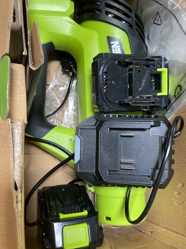 Photo 1 of Leaf Blower, 20V Powerful Electric Cordless Leaf Blower with 2 Batteries and Charger, 2 Speed Mode, Lightweight Cordless Blower for Blowing Leaves, Patio Cleaning, Blowers for Lawn Care and Dust