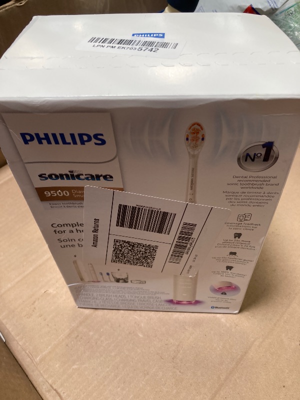 Photo 1 of Philips Sonicare DiamondClean Smart 9500 Electric Toothbrush, Sonic Toothbrush with App, Pressure Sensor, Brush Head Detection, 5 Brushing Modes and 3 Intensity Levels, White, Model HX9923/01
