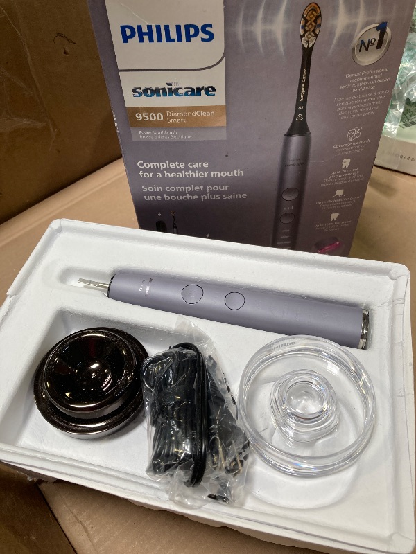 Photo 1 of Philips Sonicare DiamondClean Smart 9500 Electric Toothbrush, Sonic Toothbrush with App, Pressure Sensor, Brush Head Detection, 5 Brushing Modes and 3 Intensity Levels, Grey, Model HX9923/41