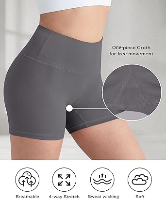 Photo 1 of m--CHRLEISURE High Waisted Spandex Biker Shorts, Workout Booty Soft Yoga Shorts for Women