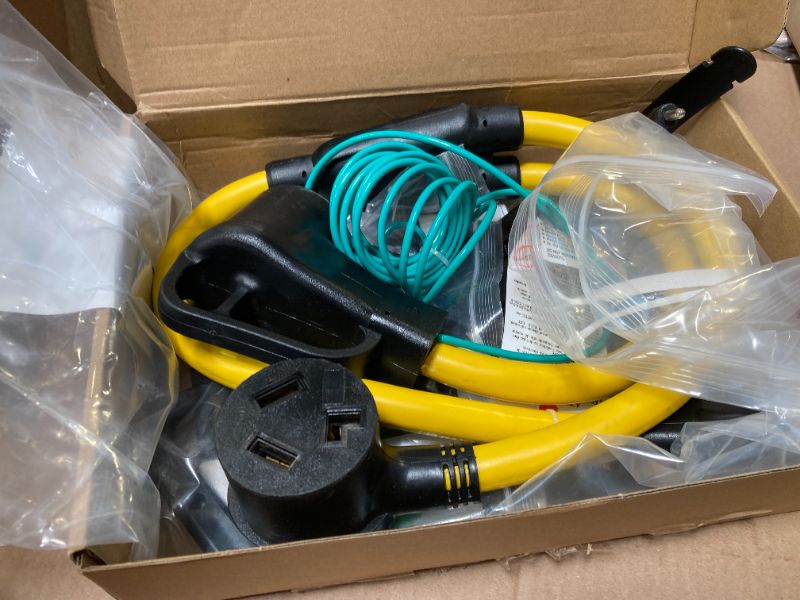 Photo 1 of 30 Amp Dryer Y Splitter to RV/EV Compatible with NEMA 10-30P to 14-50R/10-30R 3 Prong 30A to 4 Prong 50A Y Adapter Cord for EV/RV Charging at Dryer Outlet STW 10 AWG with Safety Ground Wire, 3FT