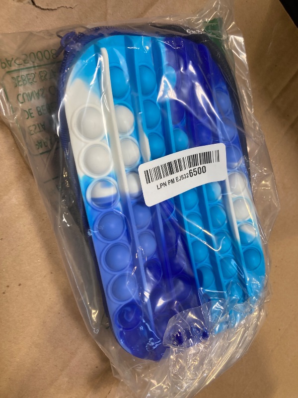 Photo 1 of 1PC---ZIPIT POP Pencil Box for Boys | Fidget Toy | Silicon Sensory Push It Case | Large Capacity Pencil Case (Blue)