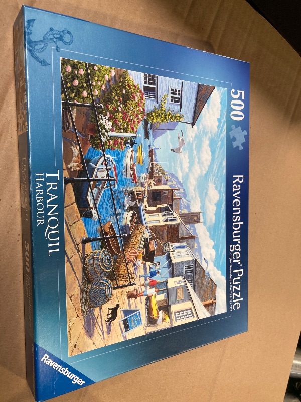 Photo 1 of Ravensburger - Tranquil Harbour - 500 Piece Jigsaw Puzzle - Stunning, Vivid Imagery of a Summer Coastal Harbor - Inspiring Scene - Ideal Gift - Frameable Art - Screen-Free Fun - Puzzles for Adults