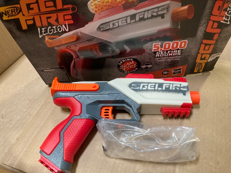 Photo 1 of Nerf Pro Gelfire Legion Spring Action Blaster, 5000 Rounds, 130 Hopper, Protective Eyewear, Slam Fire, Ages 14 & Up