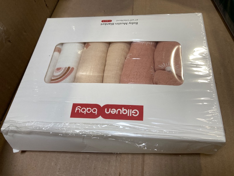 Photo 1 of GLLQUEN BABY Receiving Blanket Boy Cotton Muslin Swaddle Blankets Girl Newborn Squares Breathable & Soft Thin Baby Blankets Cloths Double Absorbent Infant Swaddling Wrap - 6 Pack (Sun)
