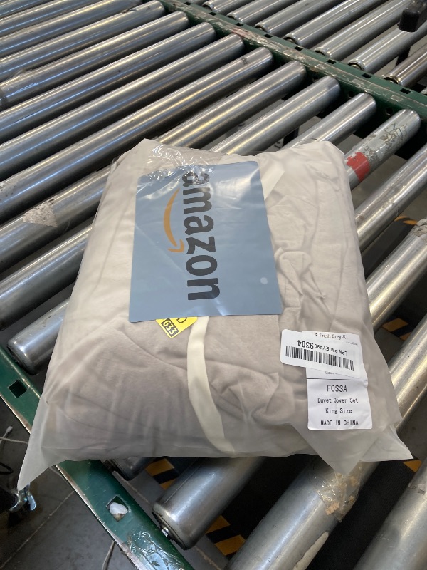 Photo 1 of FOSSA Duvet Cover Set 100% Washed Cotton Linen Feel Super Soft Breathable Cozy 3 Pieces Bedding Sets Solid Tannish Linen Grey King