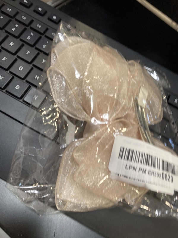 Photo 1 of 5.5-Inch Organza Double Hair Bows Alligator Clips Hair Accessories for Girls Toddler Kids Children Teens -Champagne Gold