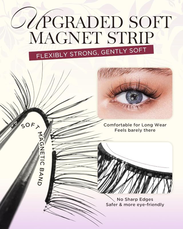 Photo 1 of BEYELIAN Magnetic Eyelashes with Applicator, Soft Magnetic Lashes Natural Look Comfortable & Secure Fit Easy to Apply Reusable