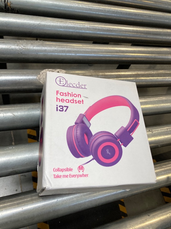 Photo 1 of ELECDER i37 Kids Headphones for School Travel, Wired Headset with Foldable Corded Stereo Sound 3.5mm Jack On Ear Headphones for Kid Children Teens Boys Girls Smartphones Computer Kindle Tablet, Purple