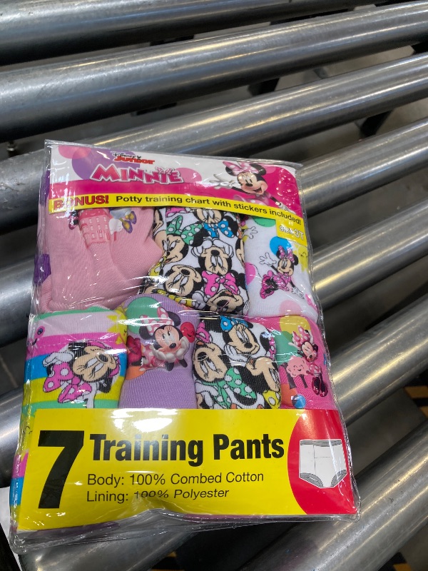 Photo 1 of Disney Girls Minnie Mouse Pants Starter Kit With Stickers & Tracking Chart Sizes 18m, 2t, 3t, 4t Baby And Toddler Potty Training Underwear, 7-pack Training Pant, 3T US