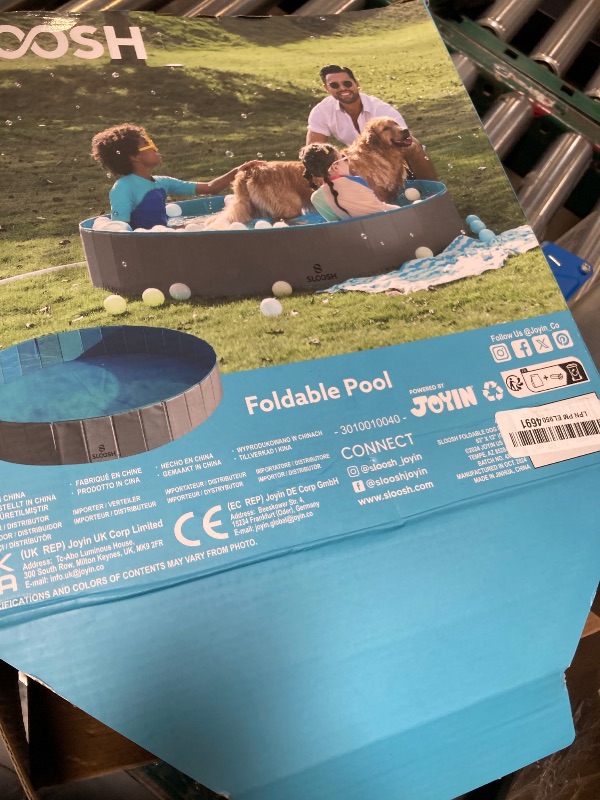 Photo 1 of Sloosh Foldable Dog Kiddie Pool - Portable Hard Plastic Doggie Swimming Pool, Anti-Slip Collapsible Pets Bath Tub Suitable for Kids Indoor Outdoor Backyard Use (63" x 12", Grey)