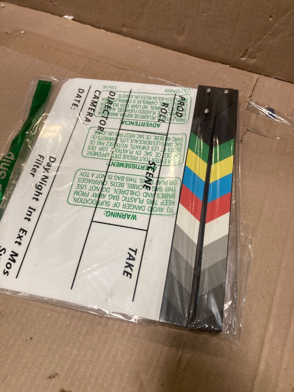 Photo 1 of Acrylic Film Clapboard -12 x 10in Plastic Film Clapboard Cut Action Scene Clapper Board with a Magnetic Blackboard Eraser and Two Custom Pens