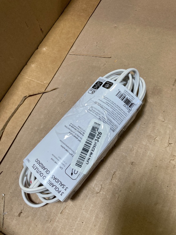 Photo 1 of GE Extension Cord with Footswitch 3 Outlet Extension Cord with Multiple Outlets with On Off Switch Perfect for Work from Home Essentials 12ft Power Cord 16 Gauge UL Listed White 39607