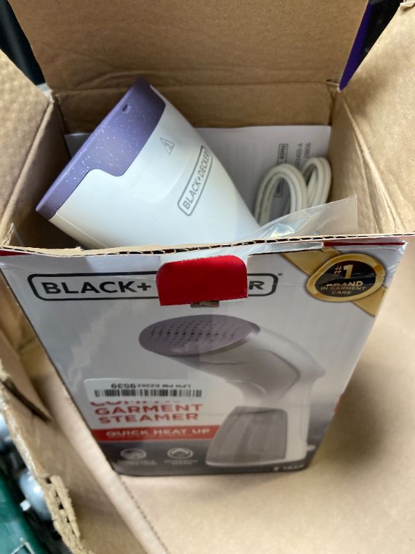 Photo 1 of BLACK+DECKER Compact Handheld Steamer, HGS012P, 25-Second Heat Up, 1000 Watts, Removes Wrinkles from Fabrics, Clothing and Upholstery