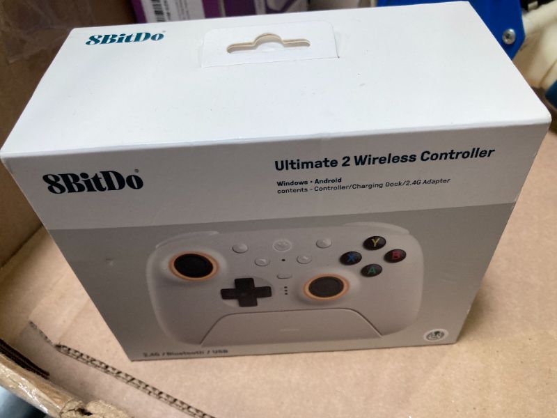 Photo 1 of 8BitDo Ultimate 2 Wireless Controller with TMR Joysticks for Windows & Android, Gaming Controller with Switchable Hall Effect/Tactile Triggers, RGB Fire Ring, 8Speed Wireless Tech, Charging Dock (White, Ultimate 2 Wireless)