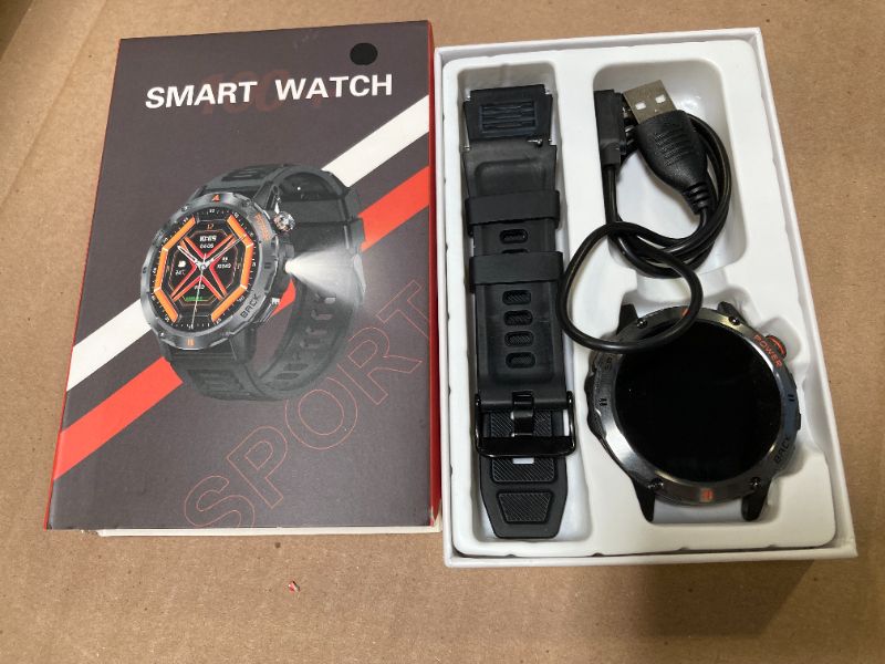 Photo 1 of FATONIO Military Smart Watches for Men, (Answer/Make Call) Fitness Smart Watch with Flashlight Compatible for Android & iPhone Waterproof with Blood Oxygen/HeartRate/Sleep/120+ Sport Modes (Black)