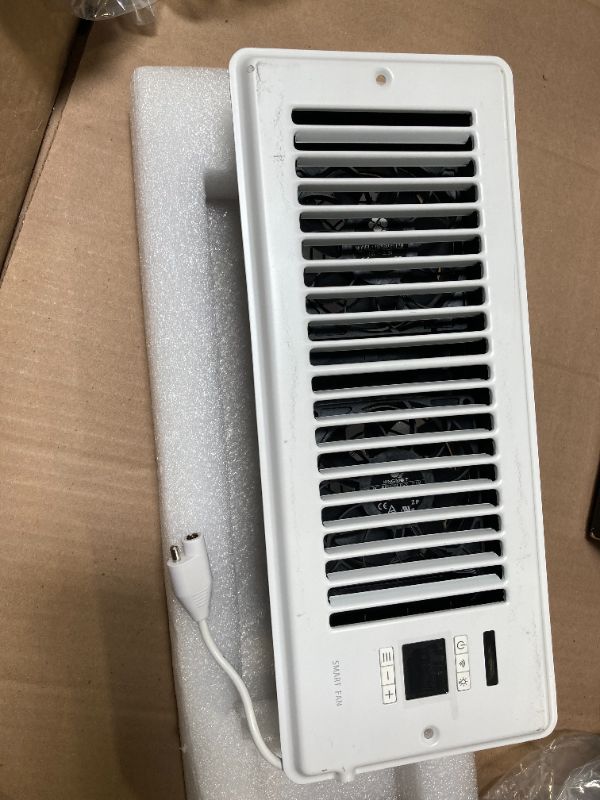 Photo 1 of Super Quiet Register Booster Fan for 4" x 12" Register Holes, Smart Register Vent with Dual Intelligent Thermostat and WIFI App Control, Heating Cooling AC Vent Fan (White)