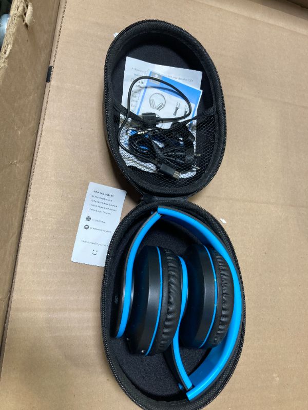 Photo 1 of ZIHNIC Bluetooth Headphones Over-Ear, Foldable Wireless and Wired Stereo Headset Micro SD/TF, FM for Cell Phone,PC,Soft Earmuffs &Light Weight for Prolonged Wearing (Black/Blue)