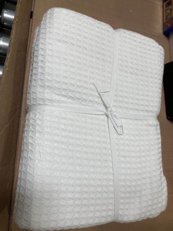 Photo 1 of 100% Cotton Salt Earth Throw Blanket, Queen, 90"X92" Waffle Throws For Home, Bedrooms, Outdoor Couch And Office Couch, Modern & Cozy Room Decor Blankets, Lightweight, All Season Western Blanket(White)