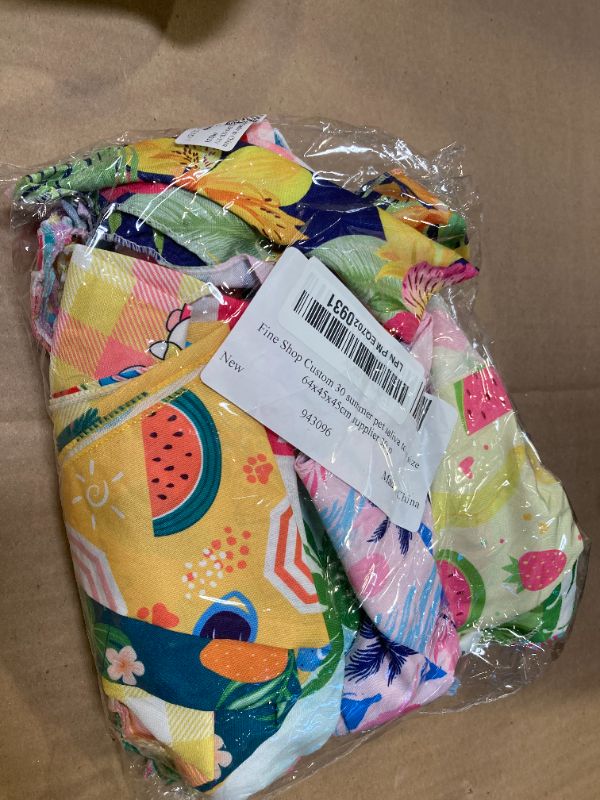 Photo 1 of 30Pcs Summer Dog Bandanas Bulk Hawaiian Dog Scarves Hawaii Fruit Triangle Puppy Bandanas Washable Adjustable Pet Bandana for Small Medium Large Dog Puppy Cat Pet Grooming Accessories