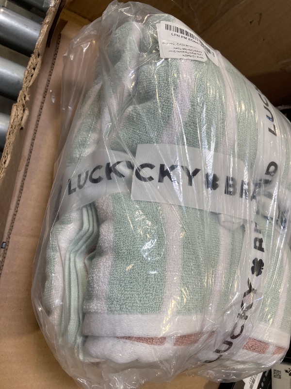 Photo 1 of Lucky Brand Reversible Stripe 6 Piece Bath Towel Set - (2) Bath Towels, (2) Hand Towels, and (2) Washcloths - Green/Pink Premium Bathroom Towel Set