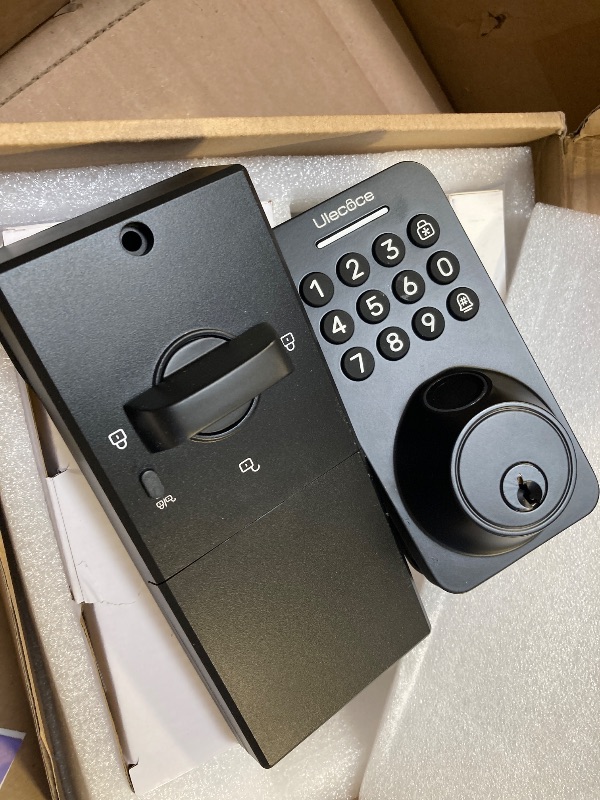 Photo 1 of Ulecoce Fingerprint Keypad Deadbolt with Handle Set, Keyless Entry Door Lock, Door Locks for Front Door Lock Set, App Control, Auto Locking, Easy to Install, Matte Black