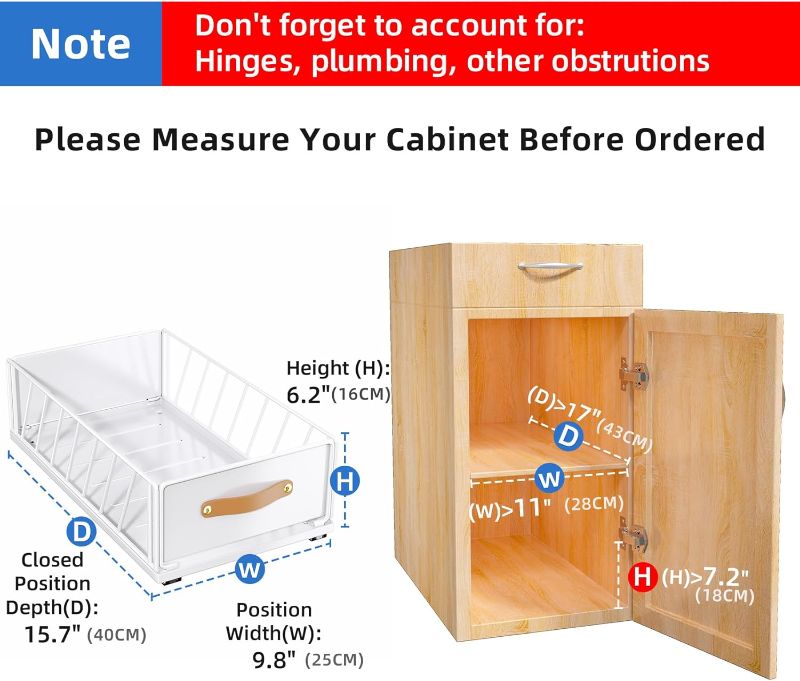 Photo 1 of Pull out Cabinet Organizer Fixed with Adhesive Nano Film,Heavy Duty Slide out Pantry Shelves Drawer Storage,Sliding Mesh Cabinet Basket with Handle for Kitchen, Bathroom,Home, 9.8"W X 15.7"D X 6.2"H