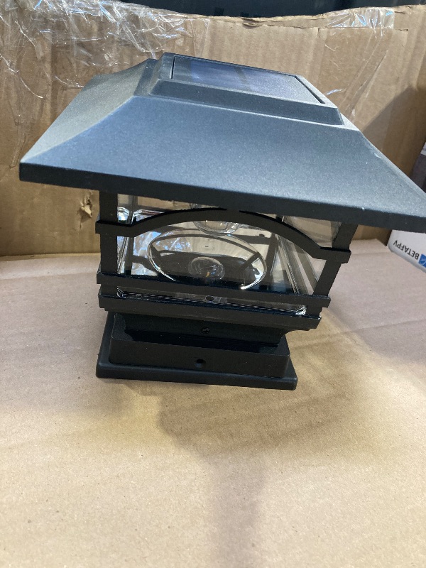Photo 1 of 1pc  Davinci Lighting Edison Solar Outdoor Post Cap Lights - 4x4 5x5 6x6 - Bright LED Light for Fence Deck Garden or Patio Posts - Slate Black 