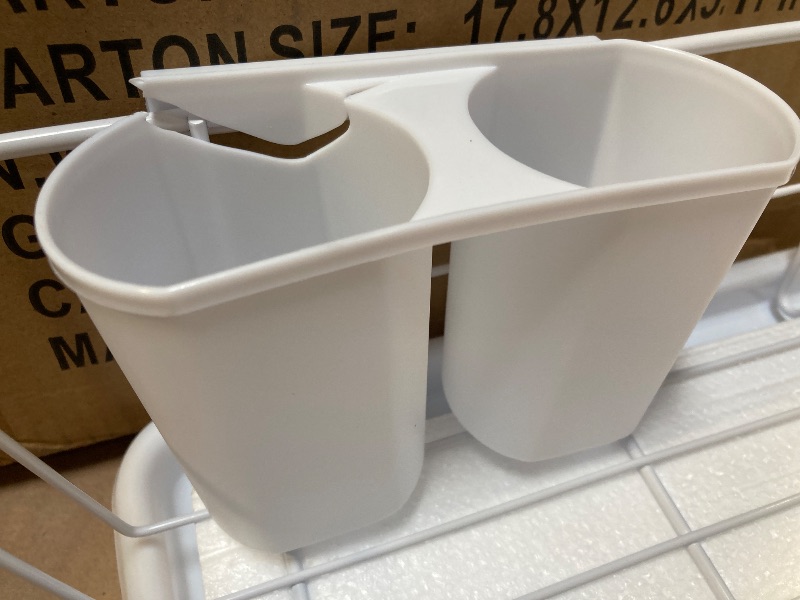 Photo 1 of Sweet Home Collection Space-Saving 3-Piece Dish Drainer Rack Set: Efficient Kitchen Organizer for Quick Drying and Storage - Includes Cutlery Holder and Drainboard - Maximize Countertop Space, White