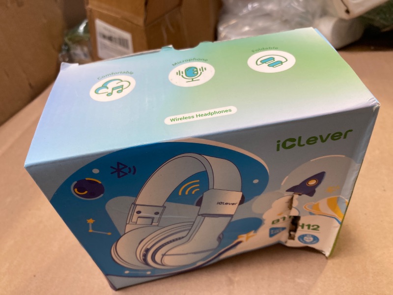 Photo 1 of iClever BTH12 Kids Bluetooth Headphones,Colorful LED Lights Kids Headphones Wireless,74/85dBA Safe Volume,85H Playtime,Fast Charging,Bluetooth 5.2,Over Ear,Built-in Mic for iPad/Tablet/Airplane,Blue