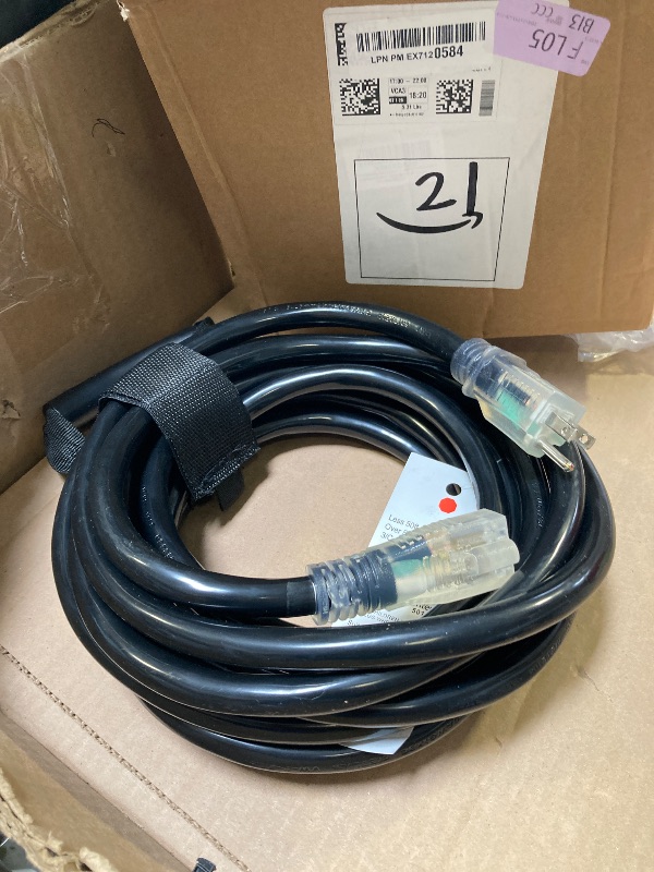 Photo 1 of POWGRN 25 Ft 10/3 Black Outdoor Extension Cord Waterproof Heavy Duty 10 Gauge 3 Prong, Flexible Cold-Resistant Power Cord Indoor & Outside with Lighted Indicator End, 15Amp 1875W SJTW ETL Listed