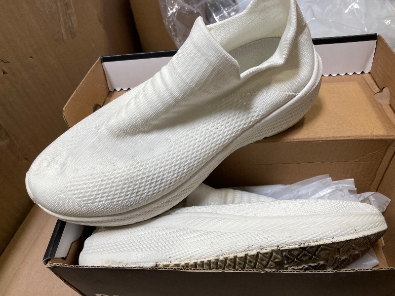 Photo 1 of size  7---Womens Slip on Walking Shoes Comfort Lightweight Breathable Sock Shoe Non-Slip Mesh Casual Fashion Tennis Running Sneakers White