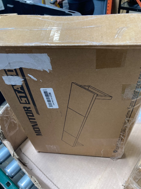 Photo 1 of YAOHUOO Dual Monitor Stand Riser, 39Inch Large Monitor Stands for 2 Monitors, Computer Monitor Stand, Wooden Desktop Oraganizer Shelf for Office Desk Computer,Laptop,TV