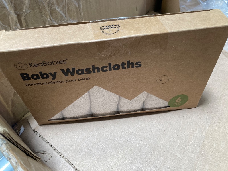 Photo 1 of 6-Pack Soft Baby Washcloths, Viscose from Bamboo - Kids, Newborn Bath Towels, Infant Shower, Toddler Reusable Face Towel, Gentle on Skin, Face Wash Cloths for Babies, 10x10 (Stone)