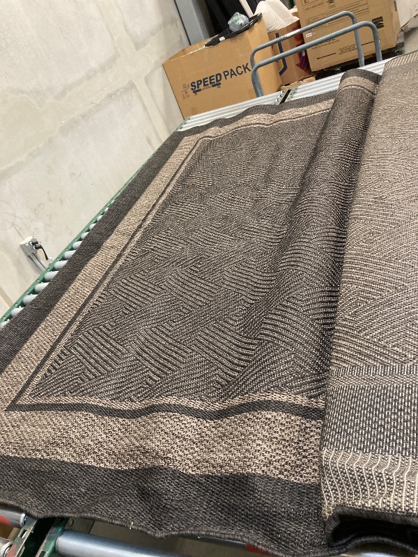 Photo 1 of Ravenna Indoor/Outdoor Rug, Geo Border Charcoal 7'10"x10' rug
