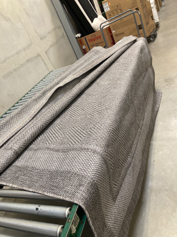 Photo 1 of Ravenna Indoor/Outdoor Rug, Geo Border Silver 7'10"X10'