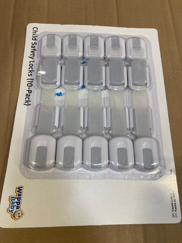 Photo 1 of Child Safety Strap Locks (10 Pack) Baby Locks for Cabinets and Drawers, Toilet, Fridge & More. 3M Adhesive Pads. Easy Installation, No Drilling Required, White/Gray