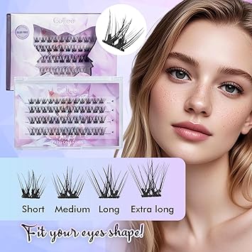 Photo 1 of Gollee Self Adhesive Eyelashes 10-16mm | No Glue Needed Pre-Glued Lash Clusters | 48 Clusters Wispy Natural Look | Reusable Beginner Friendly No Residue