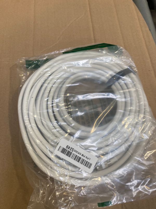 Photo 1 of Elecan 20 Ft RG6 Coaxial Coax Cable Connectors Set, Quad Shielded High-Speed Internet 3 GHZ, Broadband Digital TV Aerial, Soft Satellite Cable Extension Double Rubber O-Ring+ Adapter+Ties+Clips-White