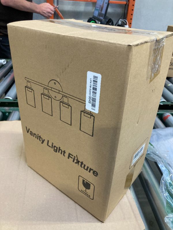 Photo 1 of 4-Light Bathroom Light Fixtures, Matte Black Modern Vanity Lights Over Mirror with Clear Glass Shade, Bathroom Wall Lamp for Mirror Kitchen Living Room Hallway Cabinet Porch Bedroom Reading room