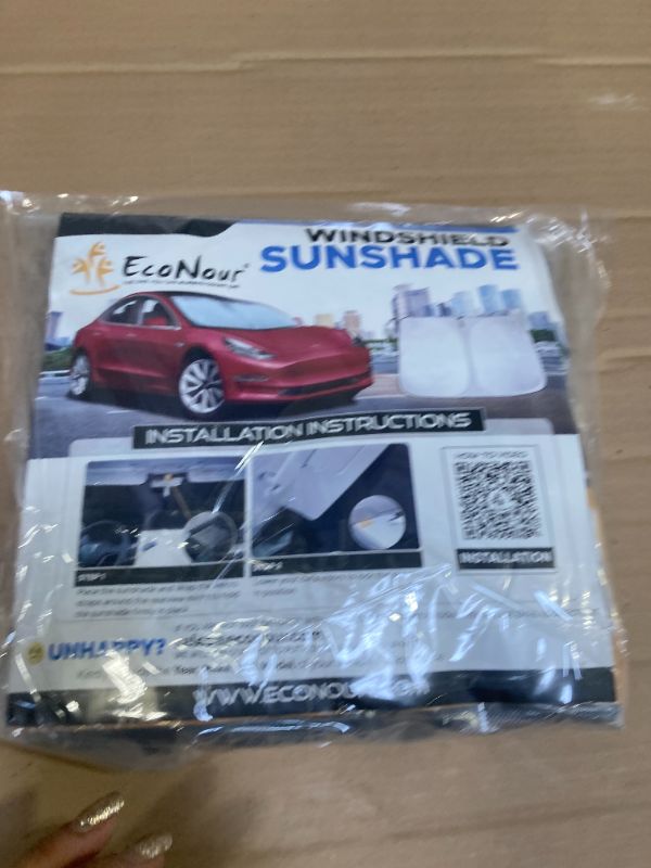 Photo 1 of EcoNour Windshield Sun Shade for Tesla Model 3/Y Cars | (2016–2025) Foldable Sun Shield | Tesla Accessories – Upgraded Windshield Fits for Both Tesla Model Y Sunshade and Tesla Model 3 Sunshade